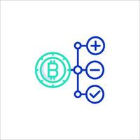 Bitcoin icon with a check mark and a circle vector