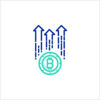 Bitcoin logo with arrows and a bitcoin symbol vector