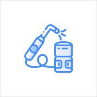 A blue line drawing of a gas can and a lighter vector