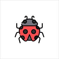 A ladybug icon with black spots on it vector