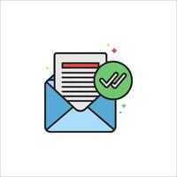 Email envelope icon with check mark vector