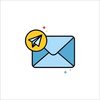 Email envelope icon with a paper airplane vector