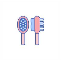 Two brushes and a comb on a white background vector