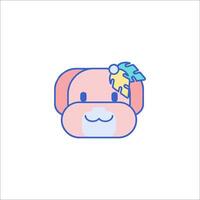 A cute dog with a flower on its head vector