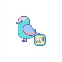 A bird with scissors and a box vector