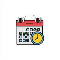 Calendar icon with clock and calendar vector