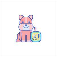 A dog with scissors and a box vector
