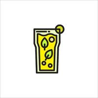 A drink with a lemon slice and a leaf on it vector