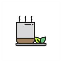 A cup of coffee with a leaf on top vector