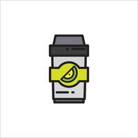 A drink cup with a slice of lime in it vector