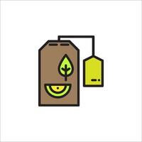 A bag of tea with a leaf on it vector