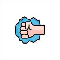 A fist is shown in a blue and white background vector