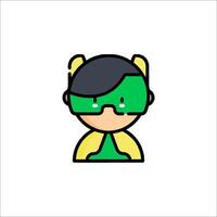 A cartoon character with a green mask and glasses vector