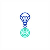 A parachute with a bitcoin logo on it vector