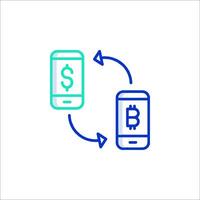 Bitcoin and mobile phone icon vector