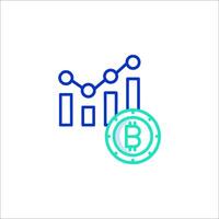Bitcoin icon with a graph and a coin vector