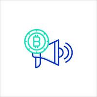 Bitcoin icon with a megaphone vector