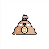 A cartoon poop with a bitcoin on it vector