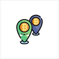Bitcoin map pin icon with a smiley face vector