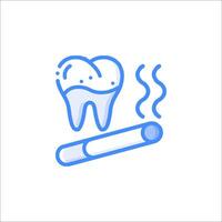 Tooth and cigarette line icon vector