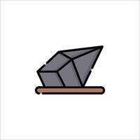 A black cube on a wooden table vector