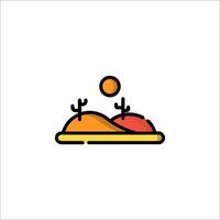 A desert landscape with a cactus in the foreground vector