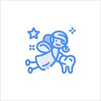 A tooth fairy icon with a tooth and star vector