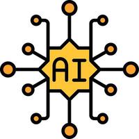 Artificial Intelligence Line Filled Icon vector
