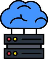 Cloud Server Line Filled Icon vector