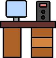 Computer Desk Line Filled Icon vector