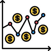 Dollar Cost Average Line Filled Icon vector