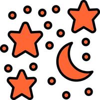 Moon And Stars Line Filled Icon vector