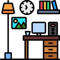 Computer Desk Line Filled Icon vector