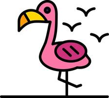 Flamingo Line Filled Icon vector