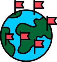 Globe Earth Line Filled Icon vector