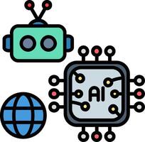 Chip Line Filled Icon vector