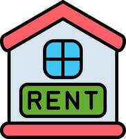 Rent Line Filled Icon vector