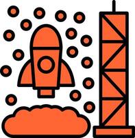 Rocket Launch Line Filled Icon vector