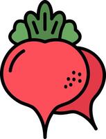 Radish Line Filled Icon vector