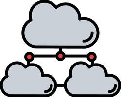 Cloud Network Line Filled Icon vector