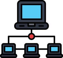 Computer Networking Line Filled Icon vector