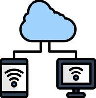 Cloud Connection Line Filled Icon vector