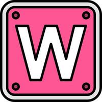 Letter W Line Filled Icon vector
