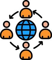 Team Communication Line Filled Icon vector