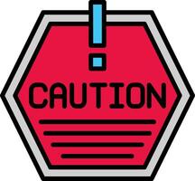 Caution Line Filled Icon vector