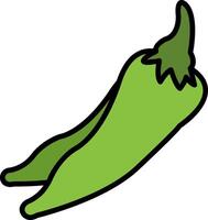 Green Chili Pepper Line Filled Icon vector