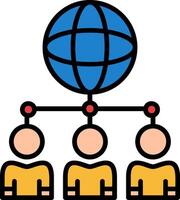 People Network Line Filled Icon vector