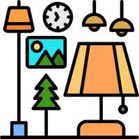 Table Lamp Line Filled Icon vector