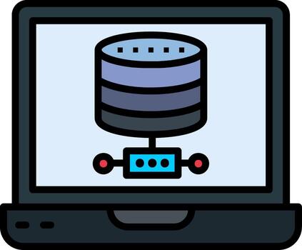 icono lleno de línea de base de datos vector