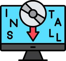 Install Line Filled Icon vector